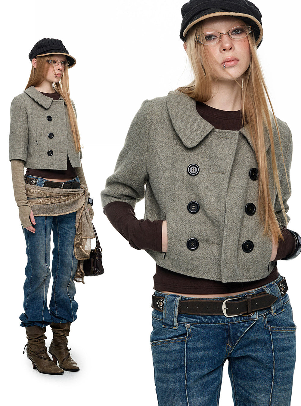Peter Pan Double Breasted Jacket (2color)