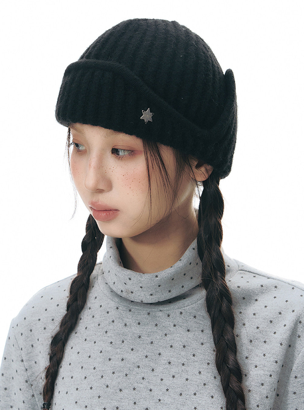 Folded Edge Wool Rib Beanie (3color)