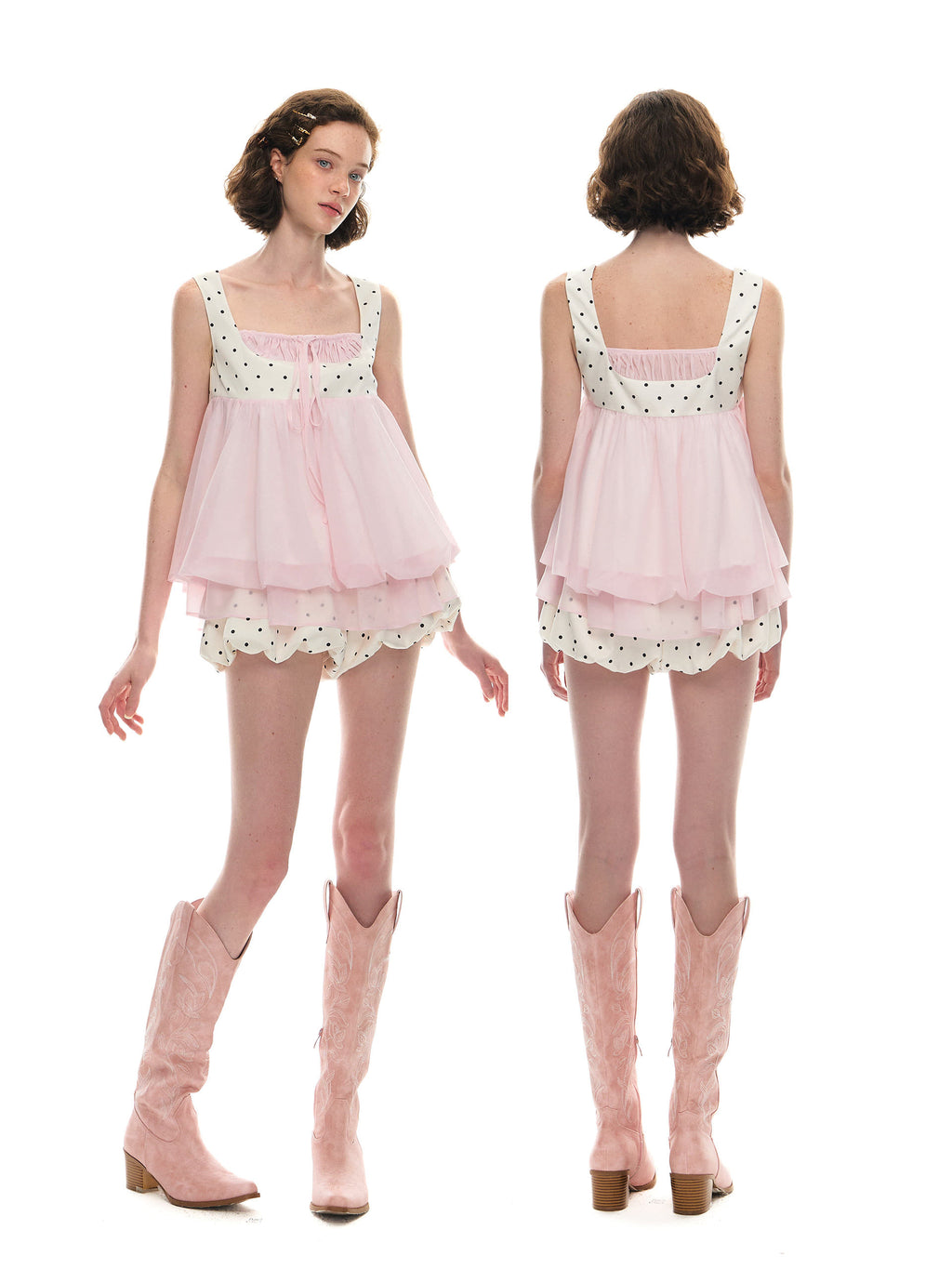Romance Nanci Doll Bubble Top & Polka Skirt Set