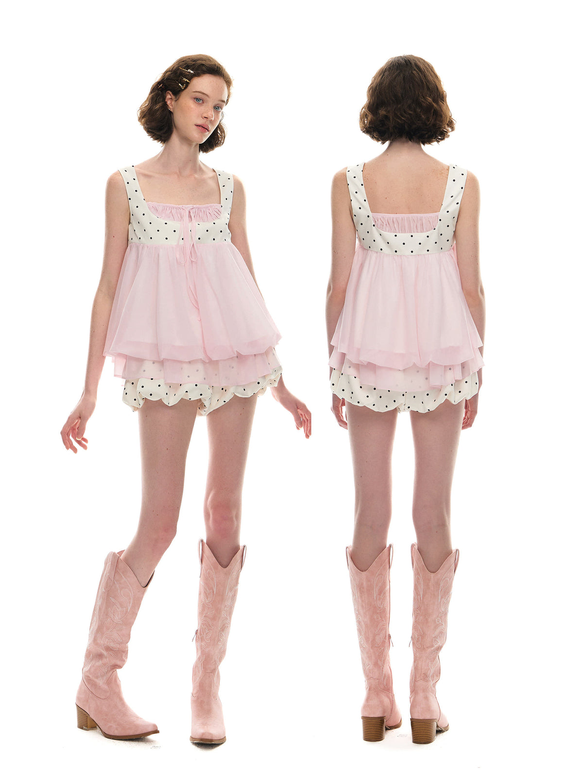 Romance Nanci Doll Bubble Top & Polka Skirt Set