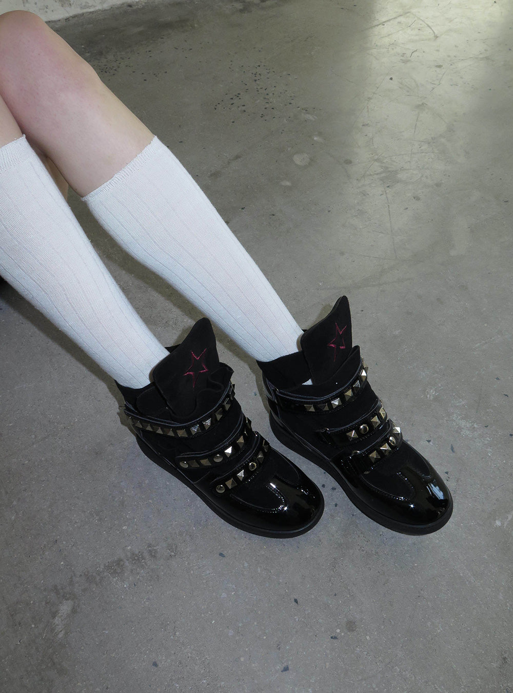Black Star Studded Platform Shoes