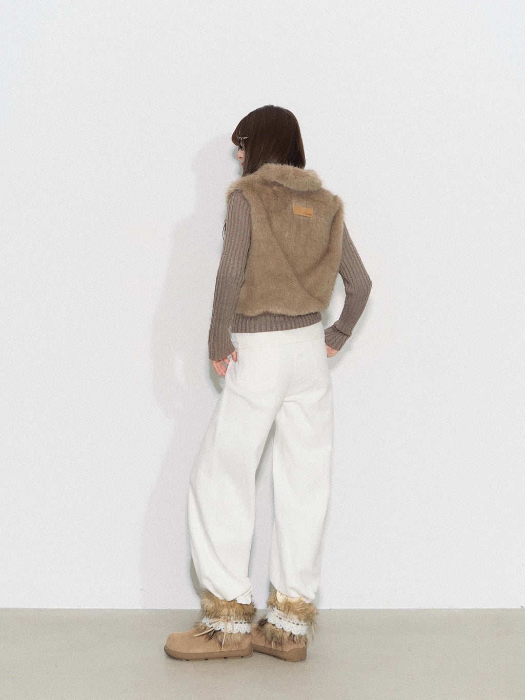THELIGHT | FURRY SPLICED SHORT COAT【ID:TN00095】