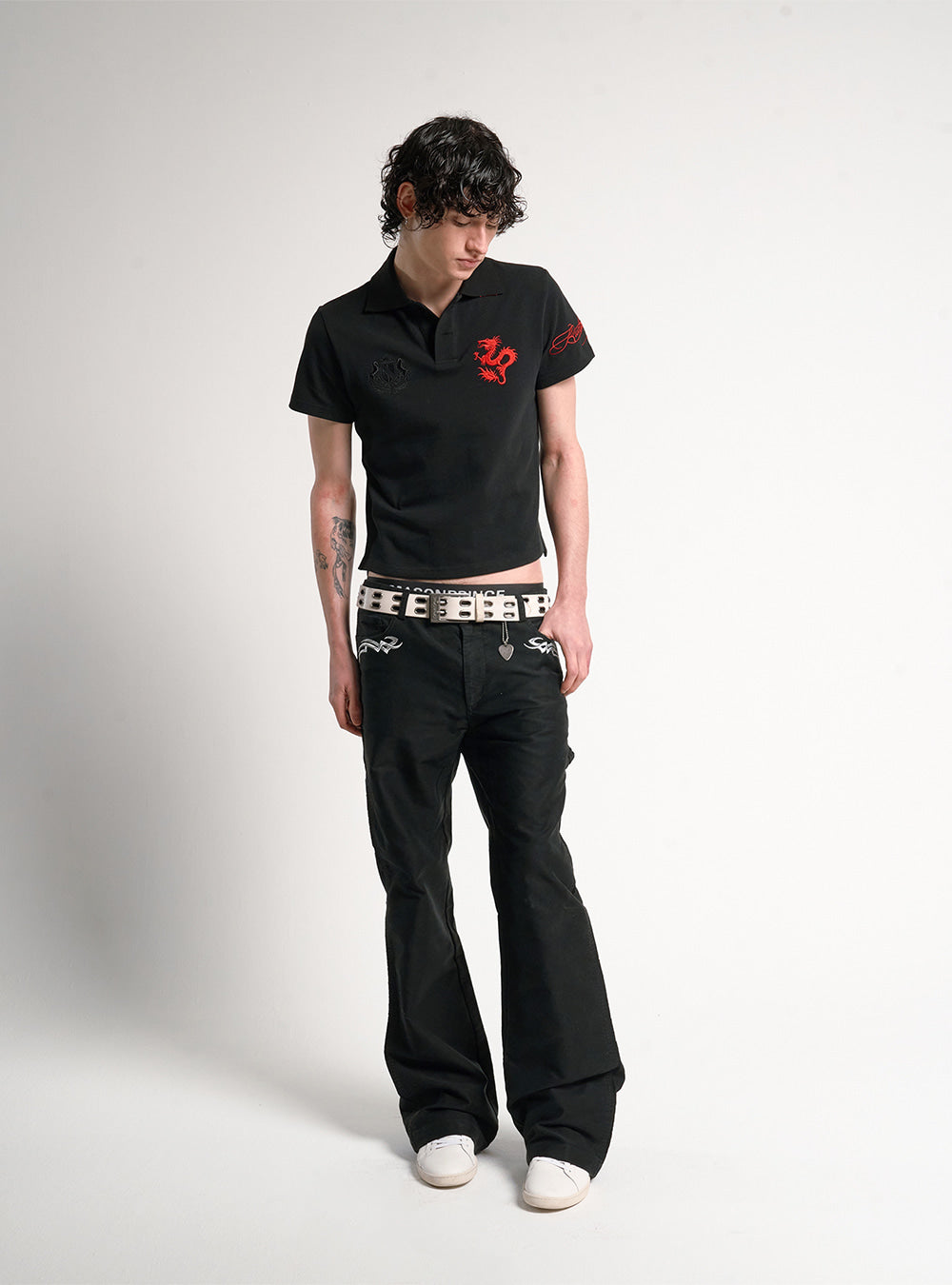 Black Rivet Micro Flare Pants