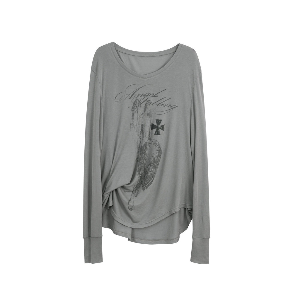 Angel Irregular Punk Print Women'S Lyocell Long Sleeve T-Shirts