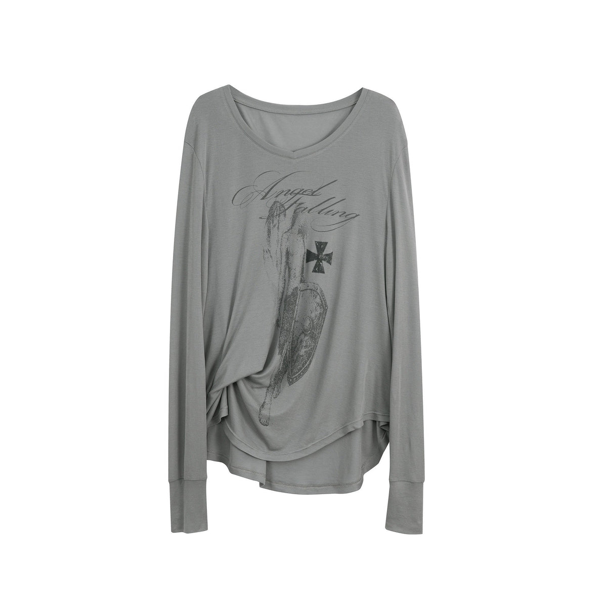 Angel Irregular Punk Print Women'S Lyocell Long Sleeve T-Shirts