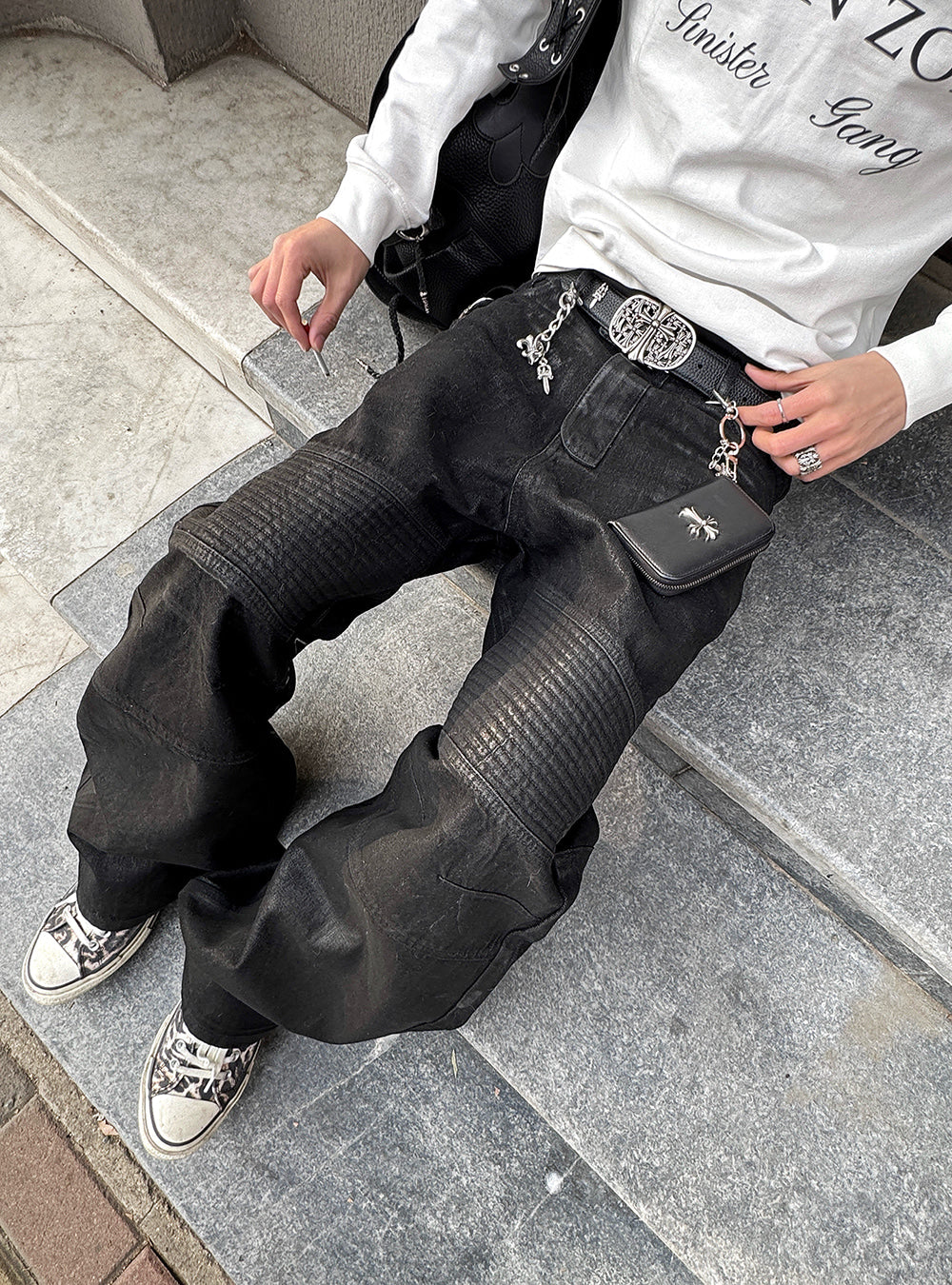Obsidian Script Washed Pants