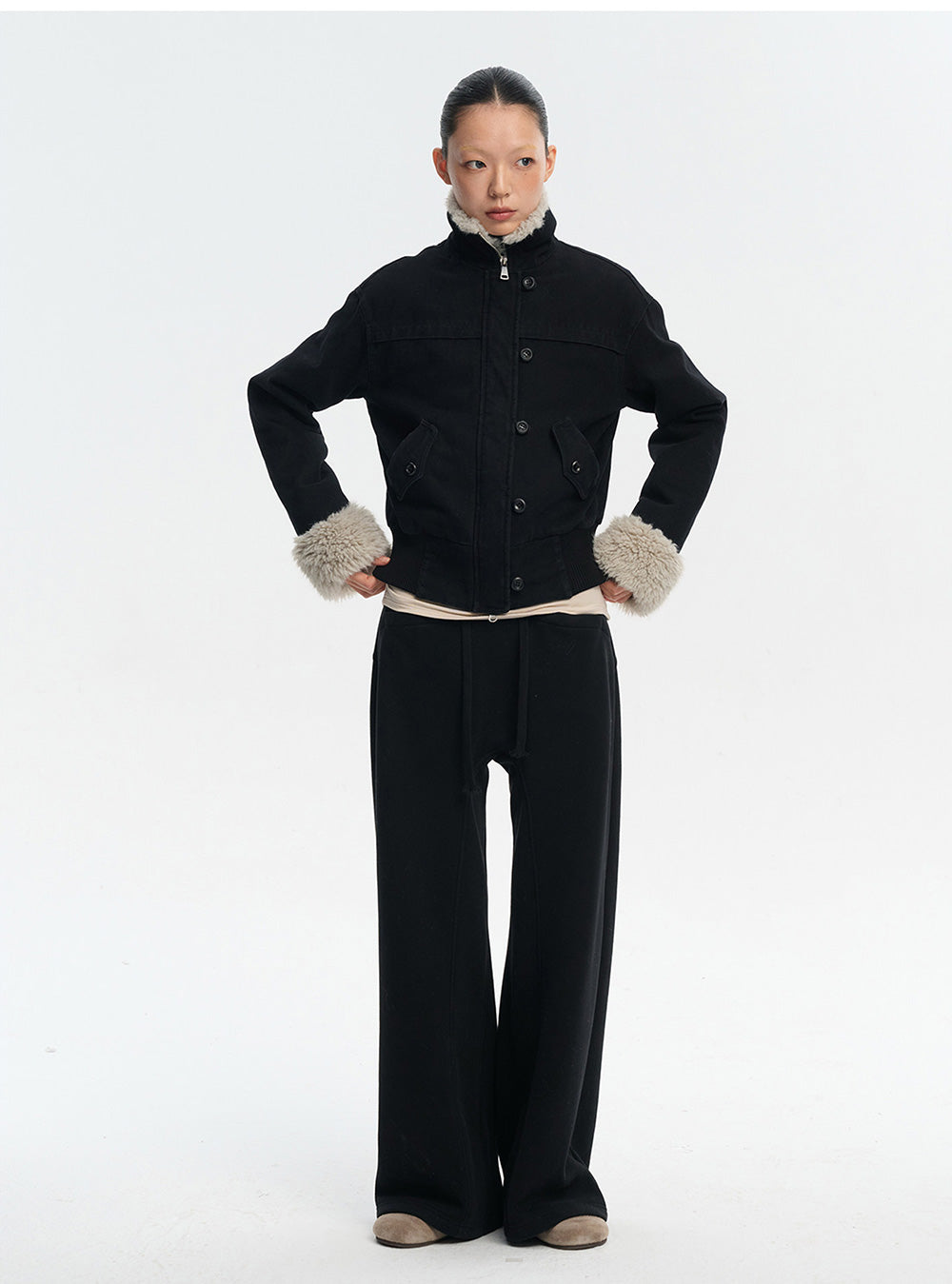 Stand Collar Plush Cotton Jacket