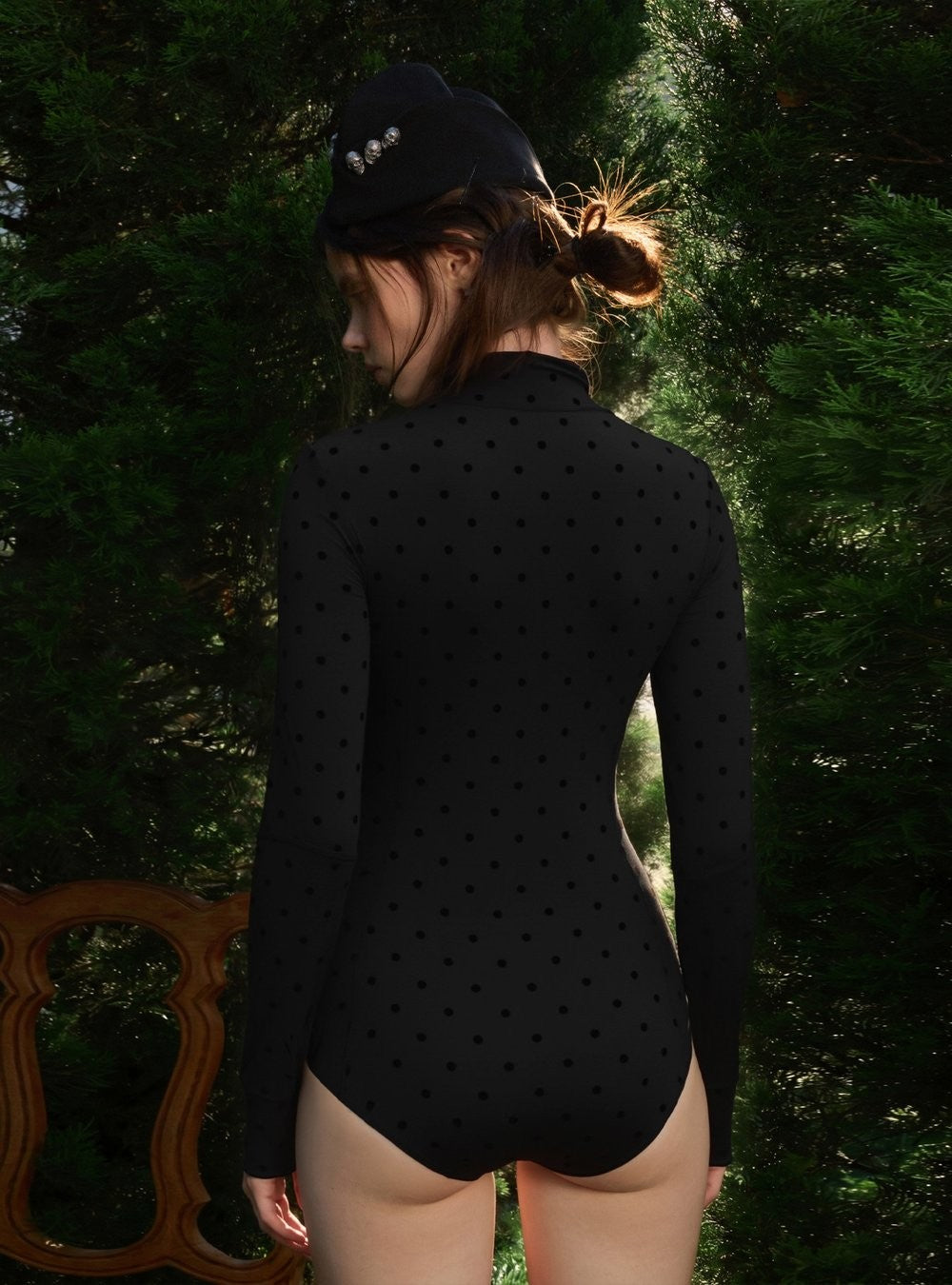 Dot Zip-Up Swimwear