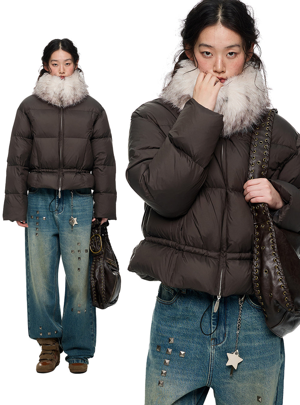 Hushed Halo Fur Down Jacket (2color)