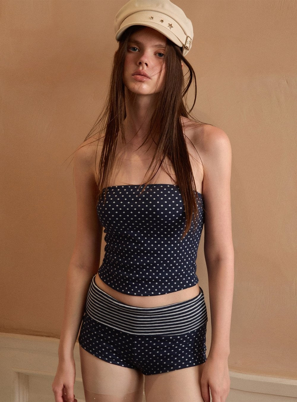 Navy Dot Boxer Swimwear