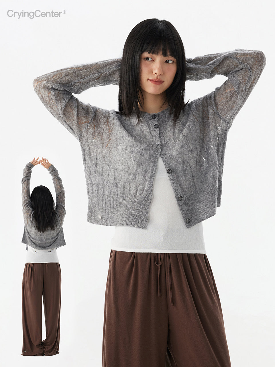 CryingCenter Jacquard Long-Sleeve Cardigan