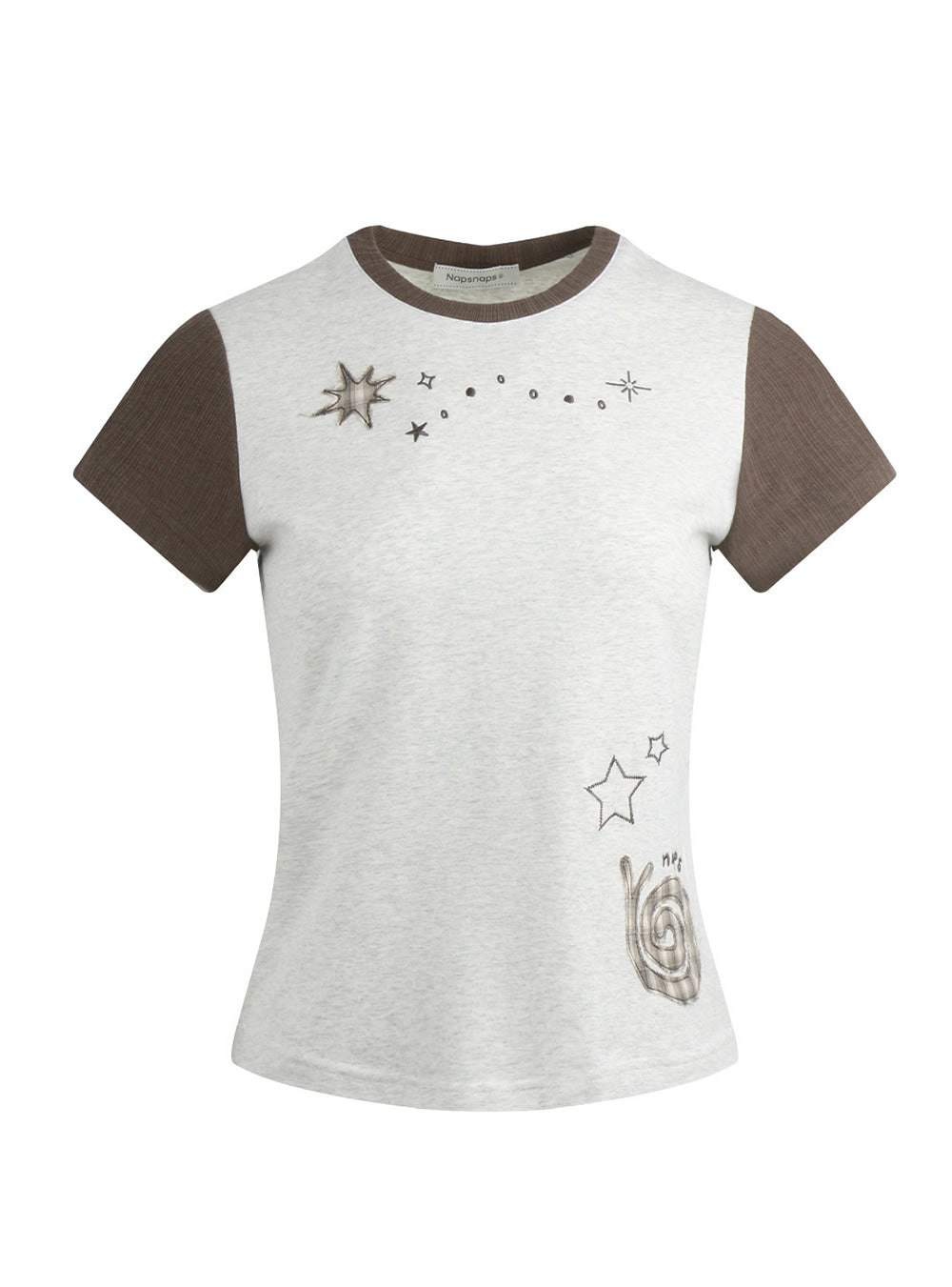 Star Snail Contrast Sleeve Top (2color)
