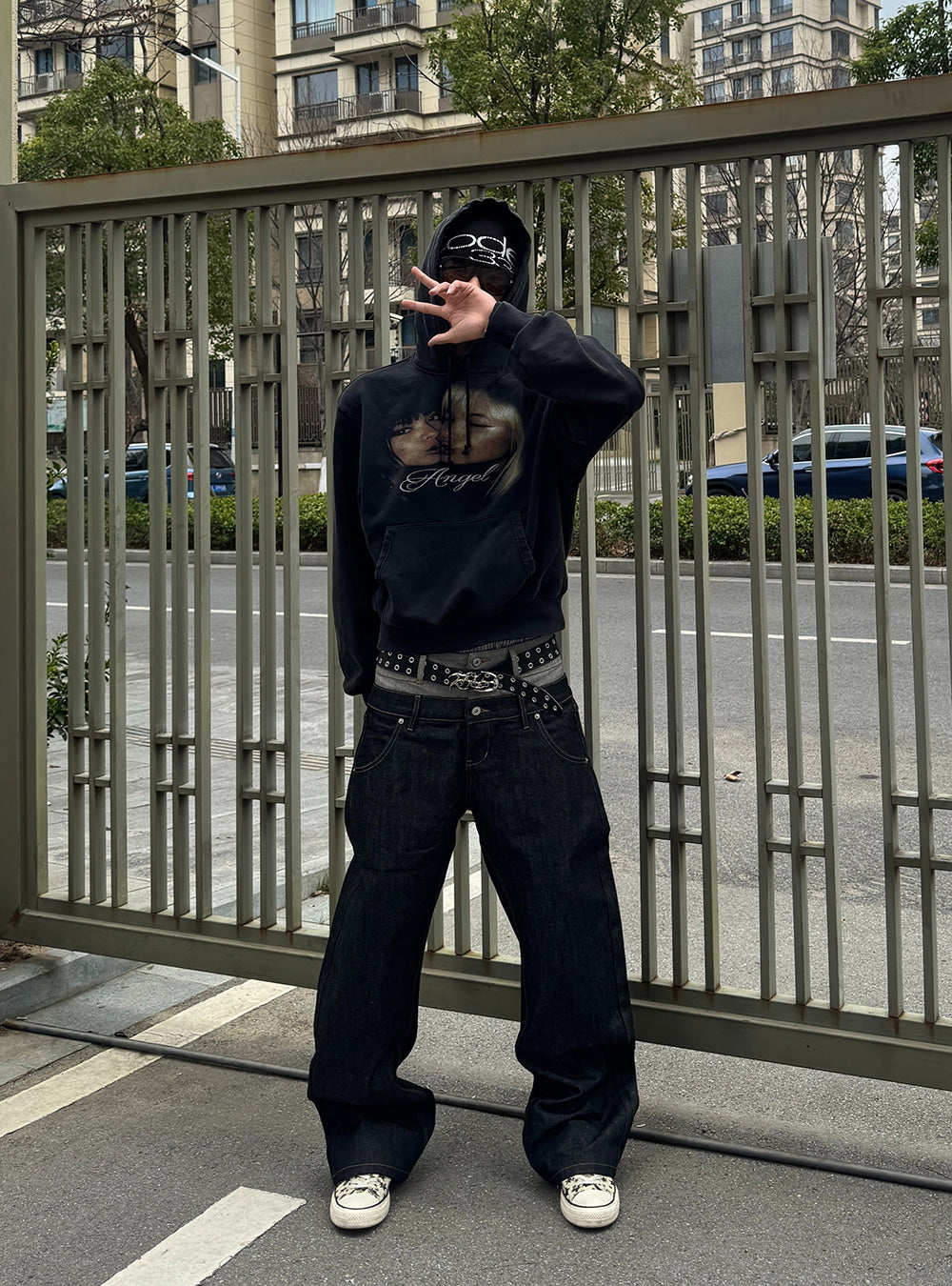 Dual Stud Raw Denim Pants