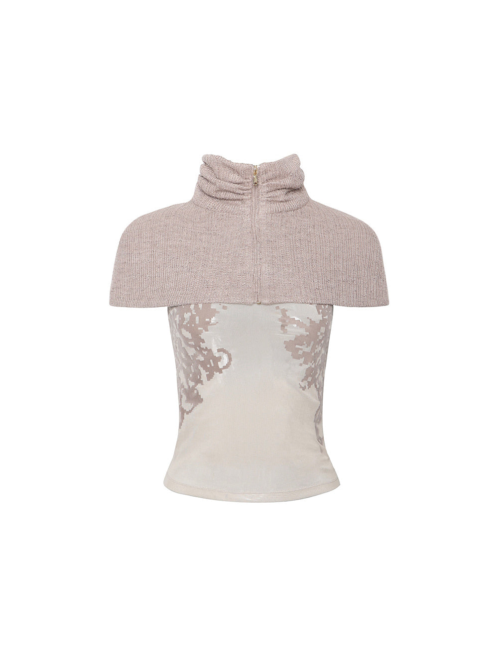 Asymmetric Lace Sequin Sheer Top