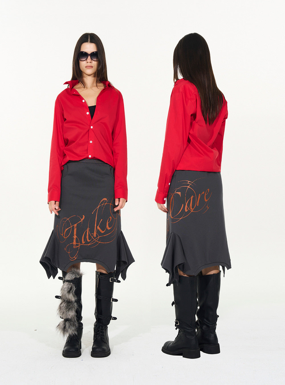 Deconstructed Knit Midi Skirt