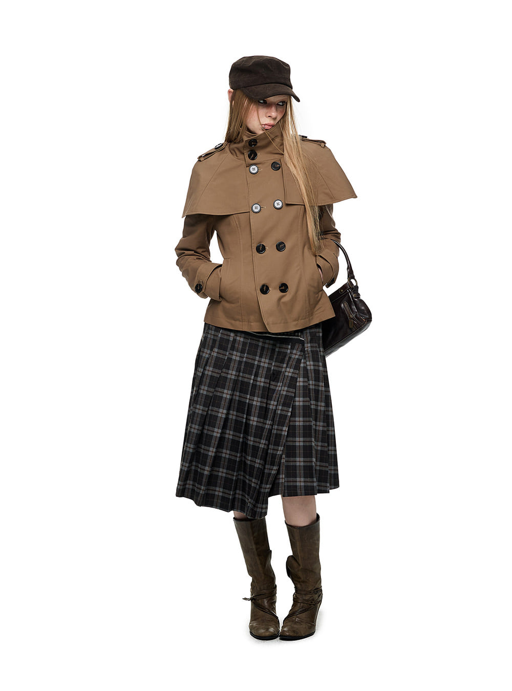 Coconut Brown Cape Trench Jacket