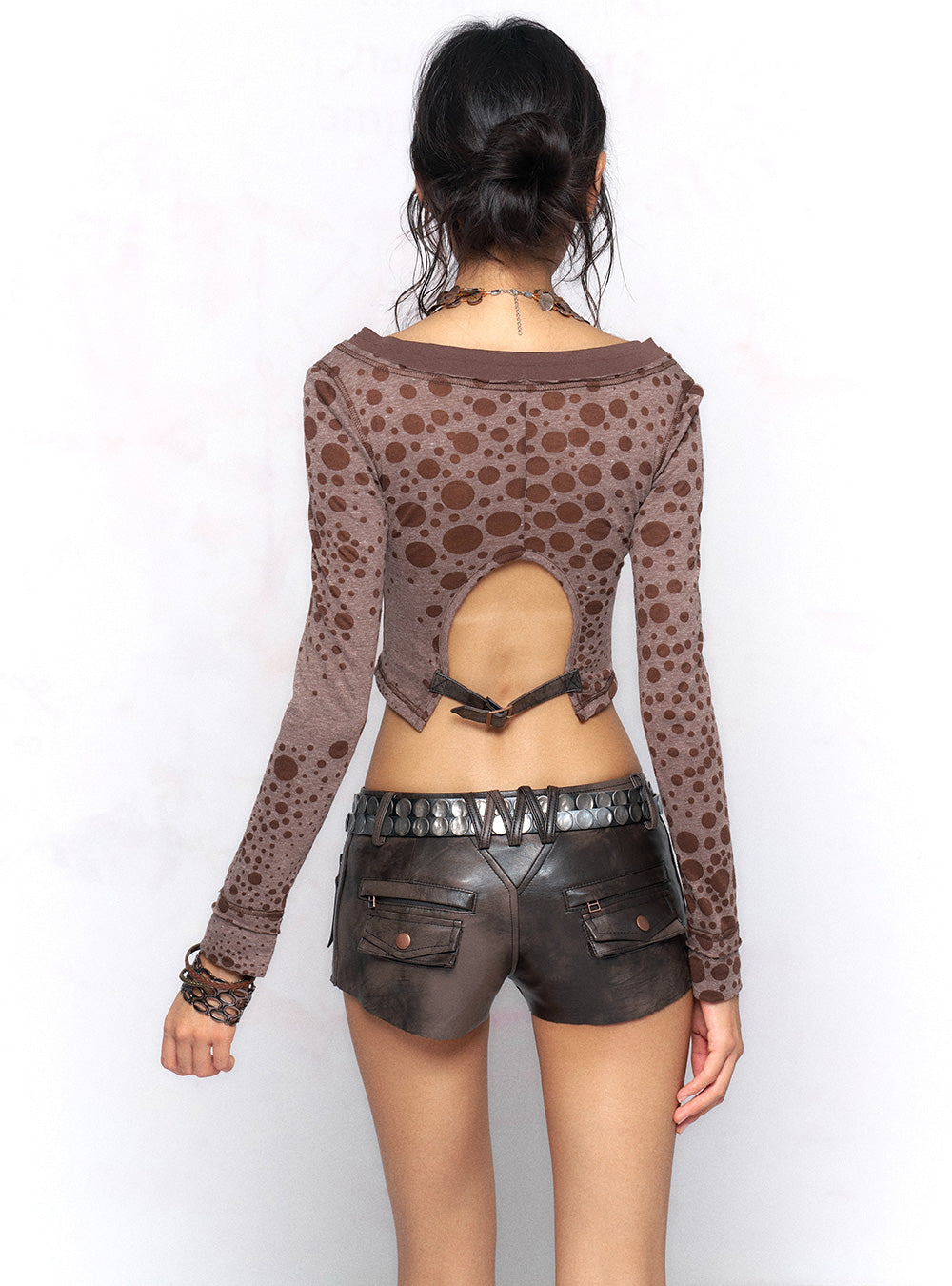 Two-Tone Leather Mini Skirt Pants (2color)