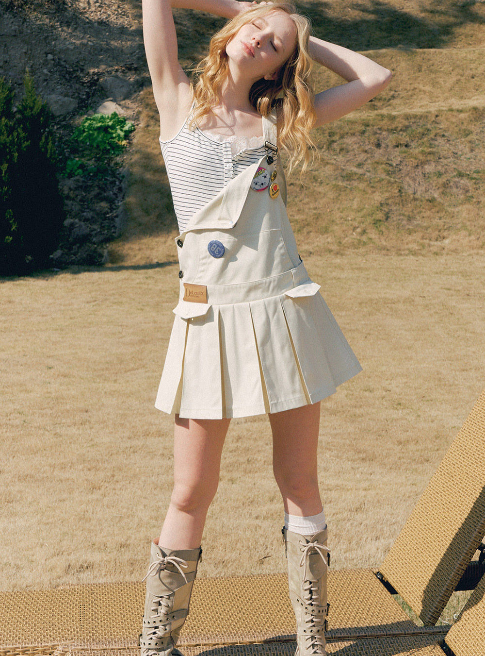 Ivory Utility Suspender Mini Dress