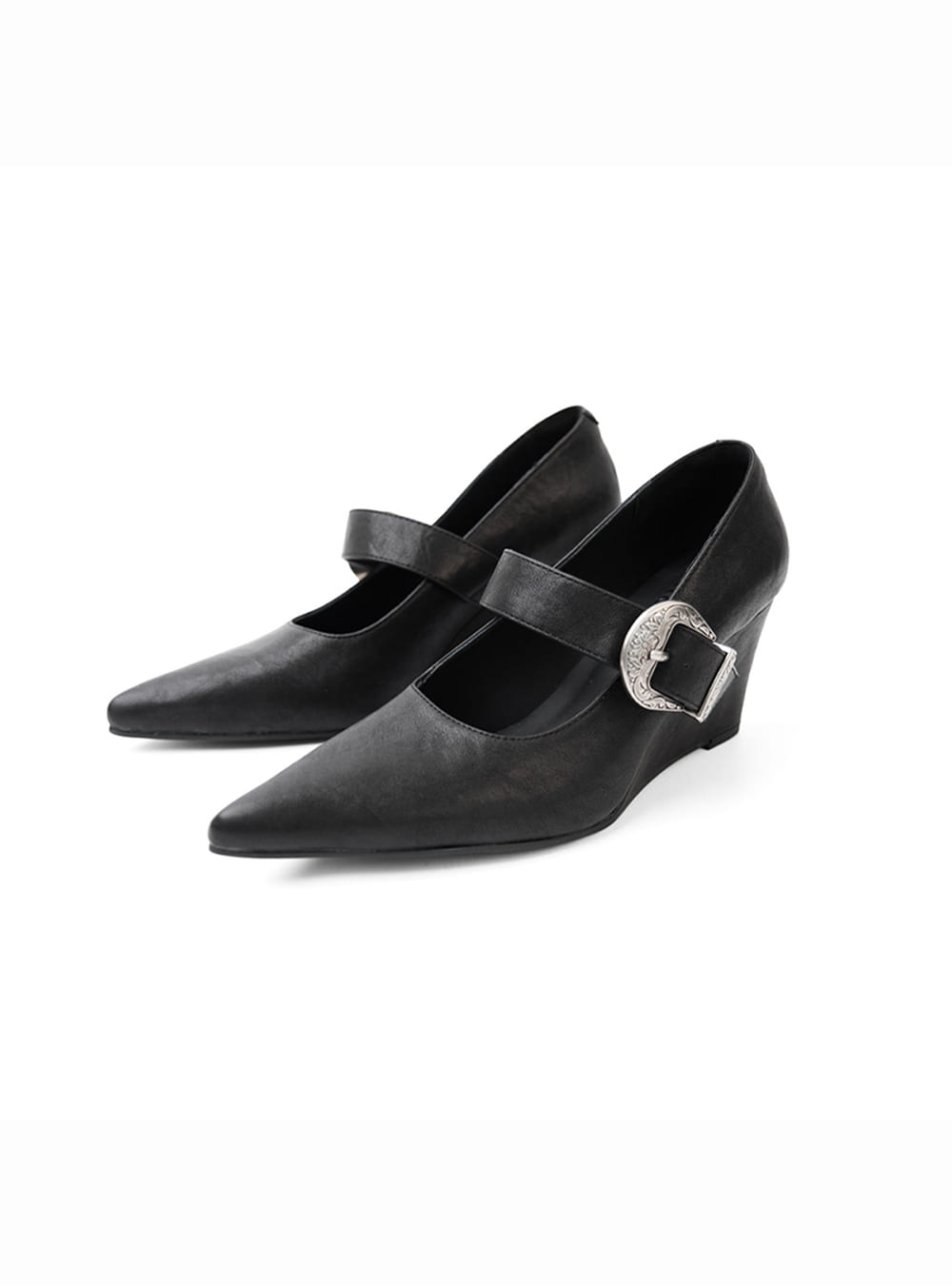 Carved Buckle Mary Jane Heels