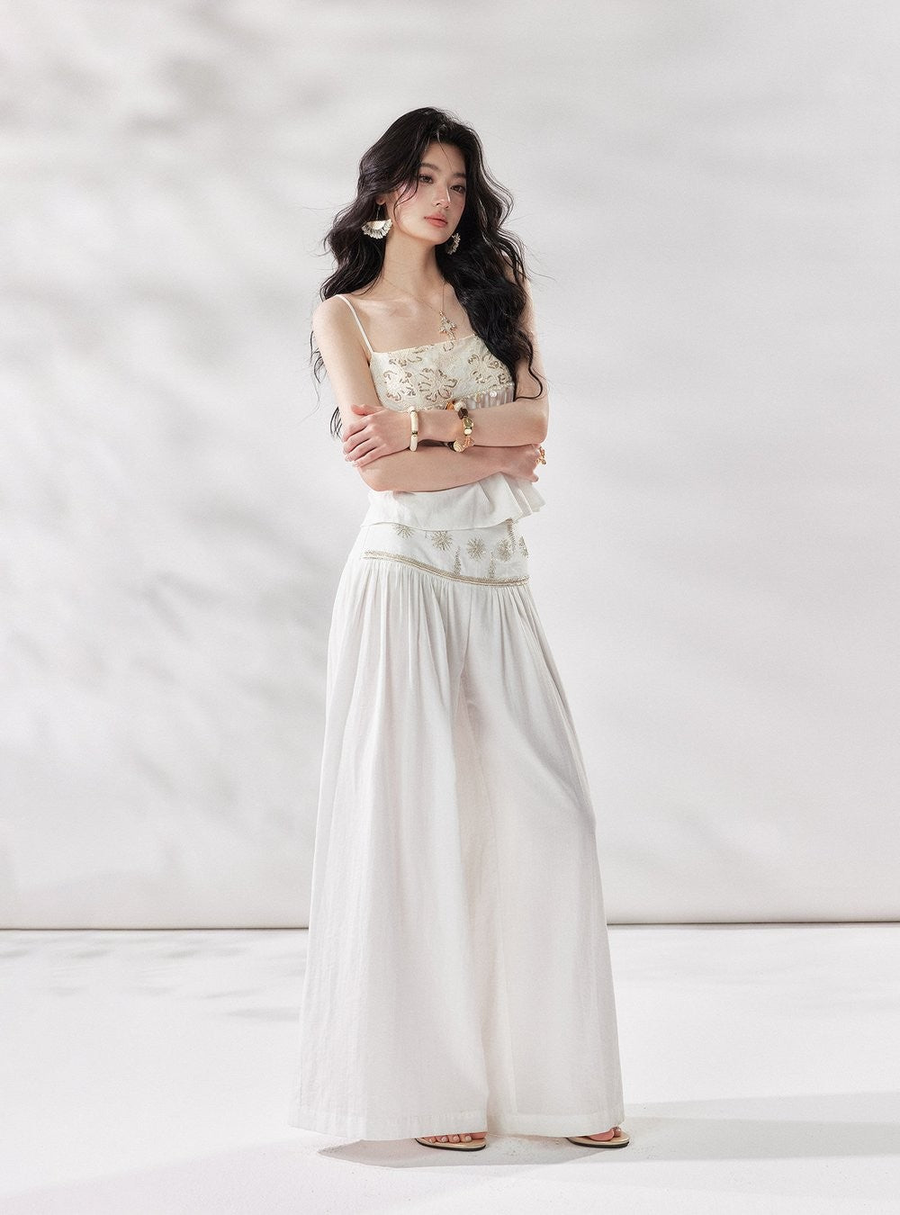 Sicilia Beaded Linen Top