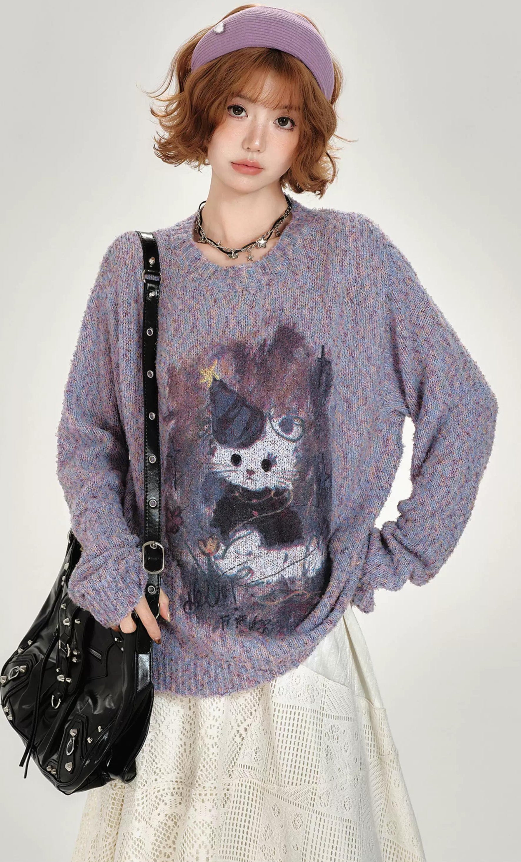 Girlyhalo |  RETRO PRINTED KNITTED SWEATER【ID:TN00008】