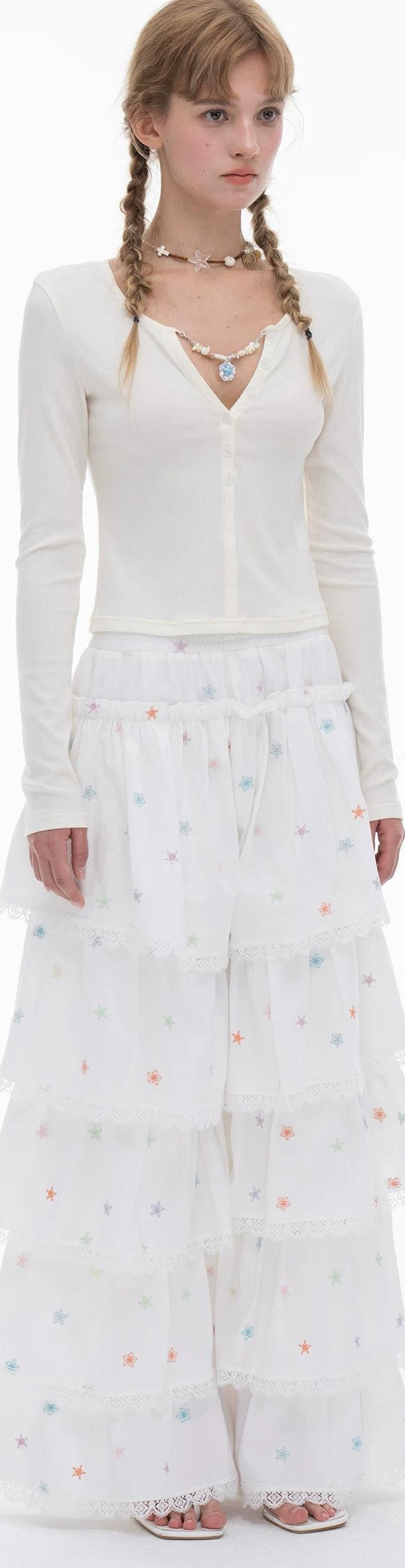 THELIGHT | LACE CRUSHED SKIRT PANTS【ID:TN00112】