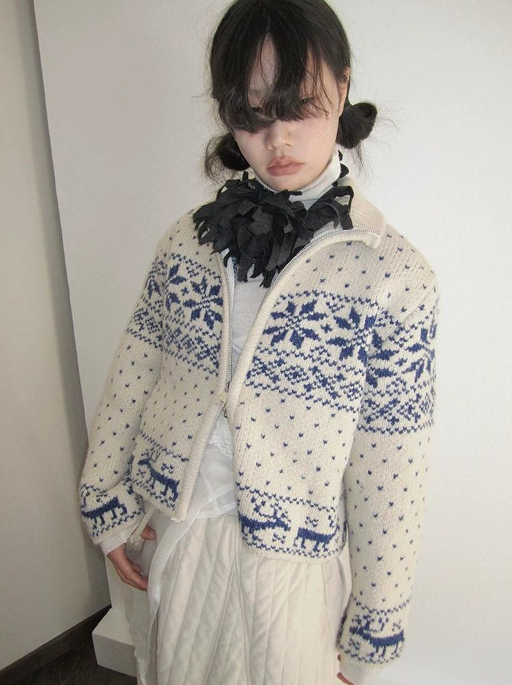 3months |  VINTAGE FAIR ISLE CARDIGAN【ID:TN00030】