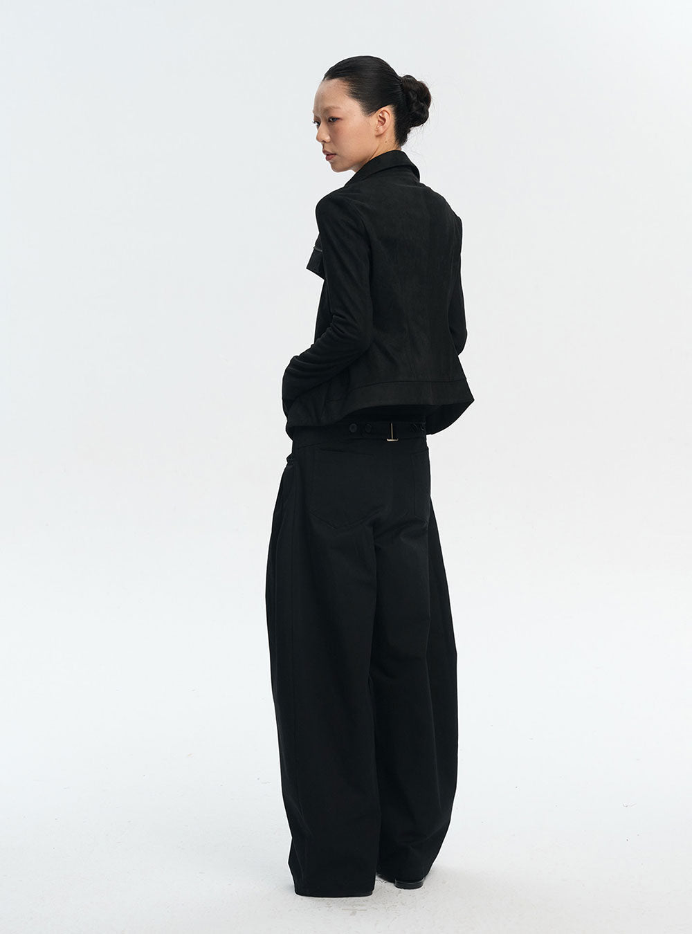 Asym Fold Collar Short Jacket (2color)