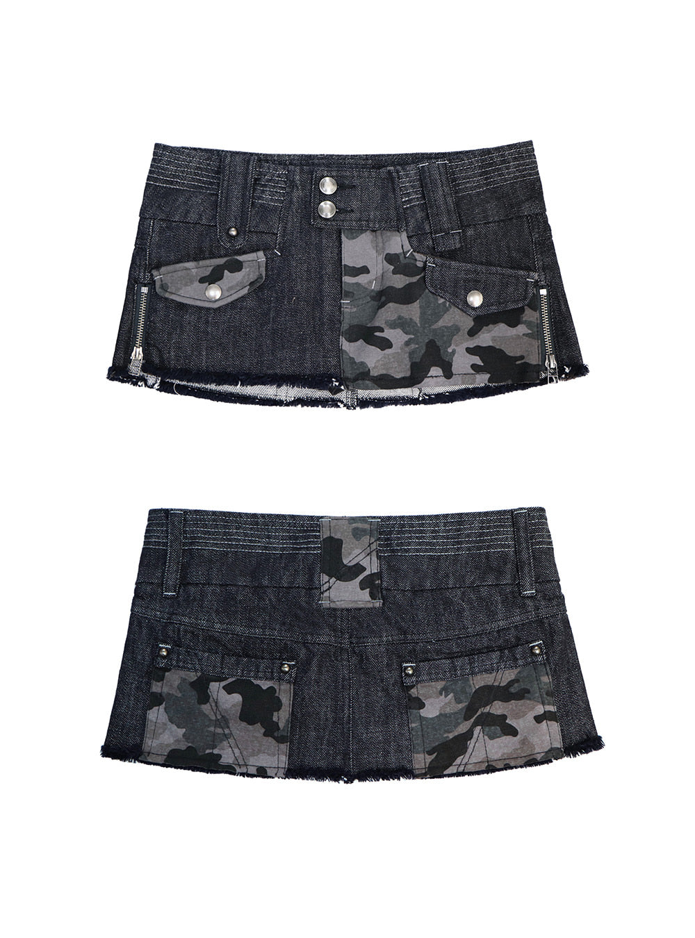 Camouflage Mix Denim Mini Skirt