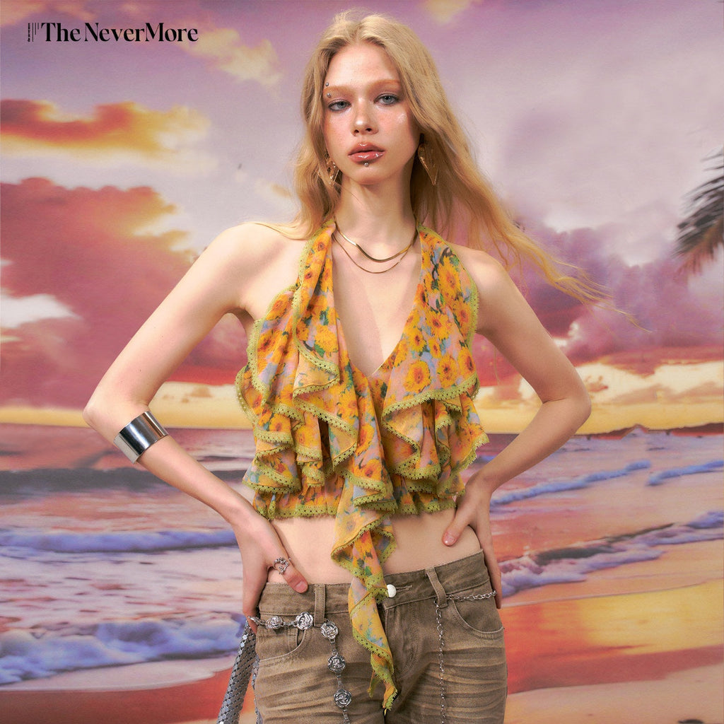 Original Design Backless Slim Fit Floral Spaghetti Strap Women Camisoles
