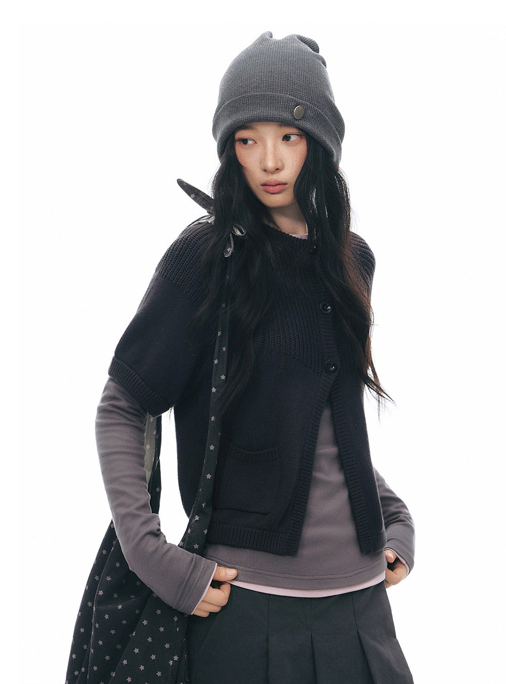 Rib Trim Half Sleeve Jacket