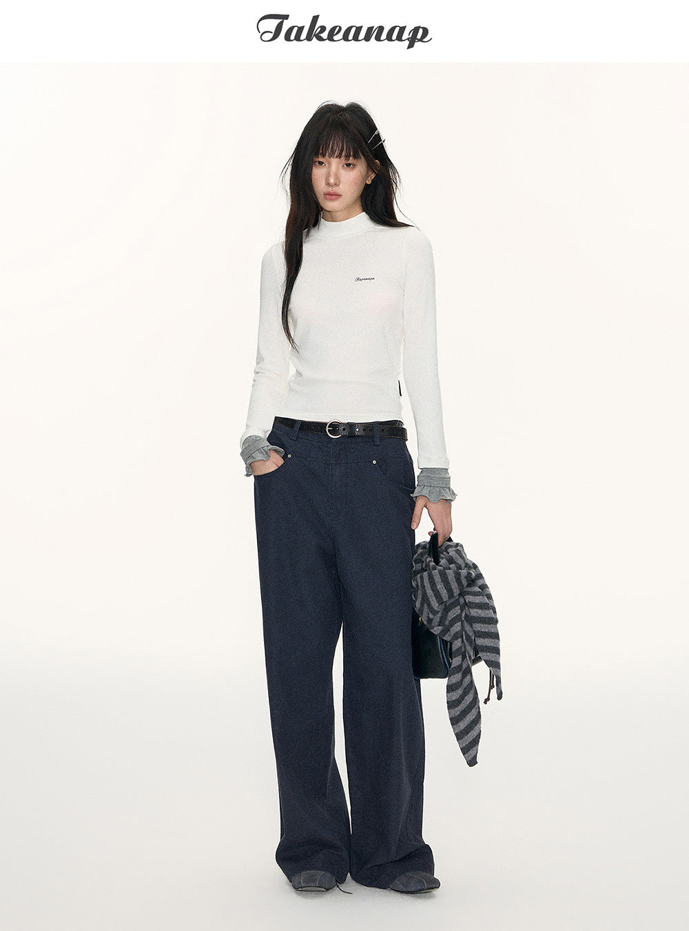 Half-Neck Long Sleeve Top (2color)