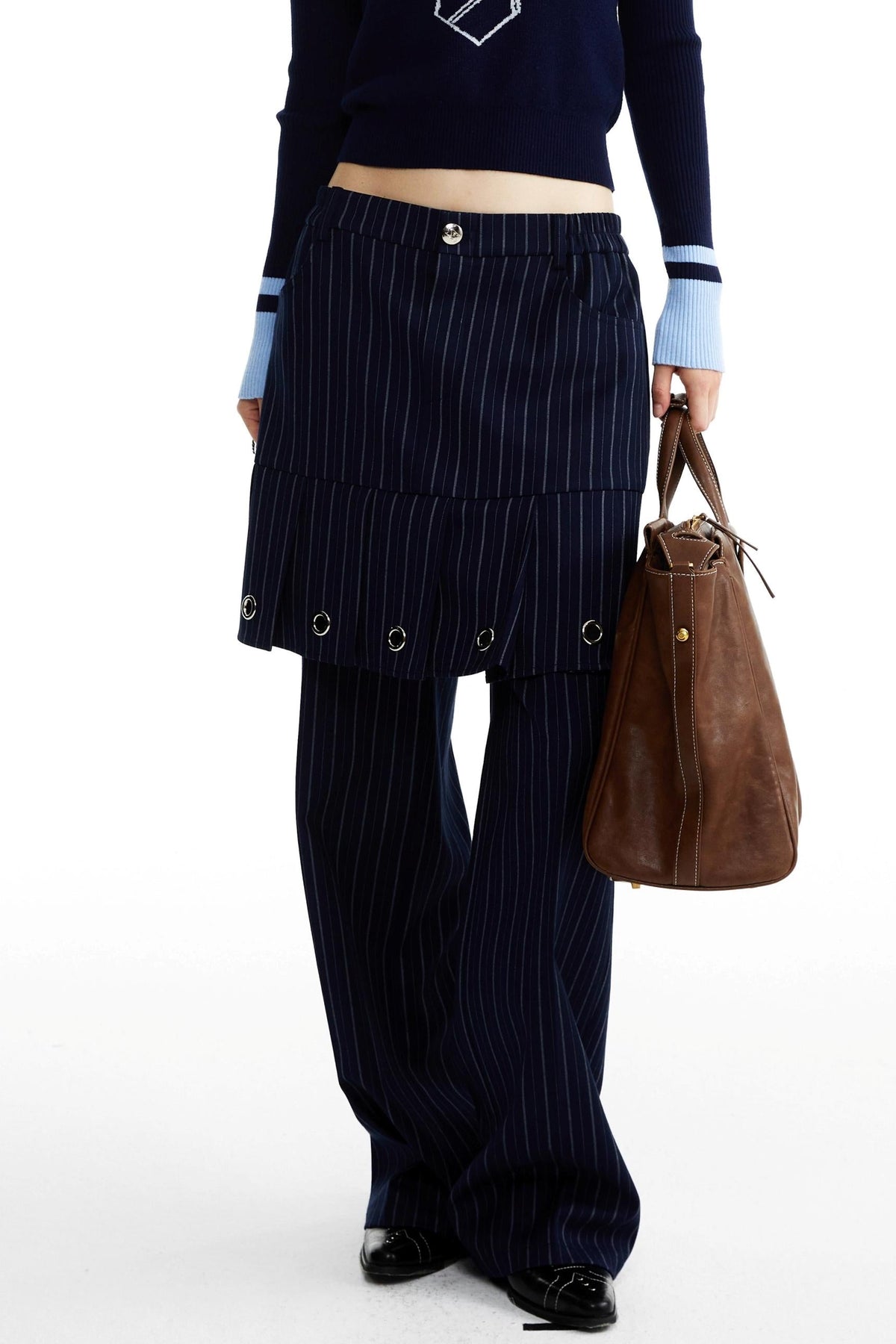 Fake Two-Piece Culottes Straight Pants