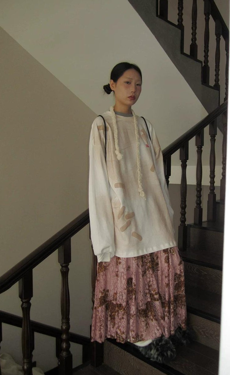 3months | RETRO FLOCKING PRINT SKIRT【ID:TN00047】