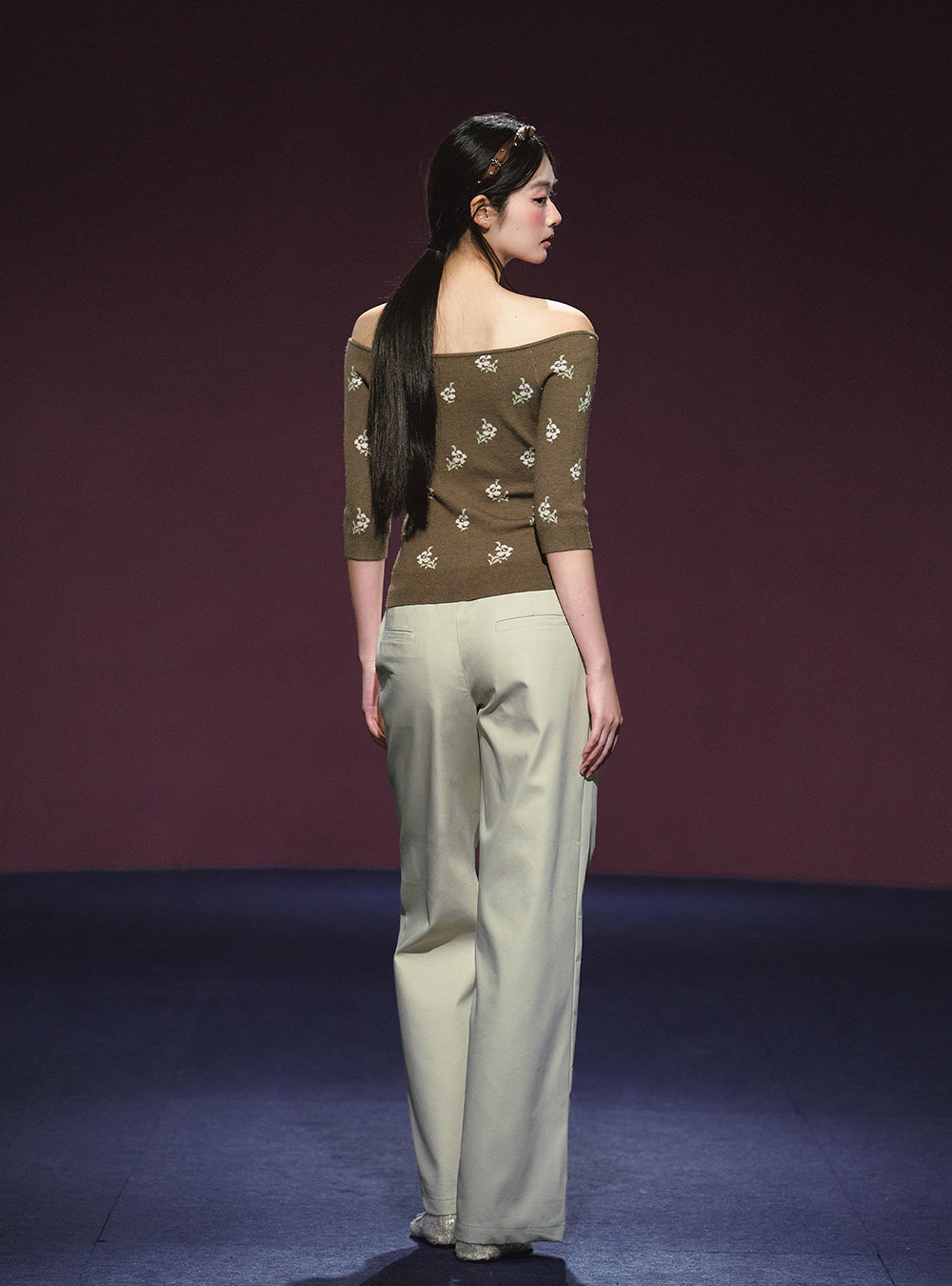 Patchwork Double Waist Straight Pants