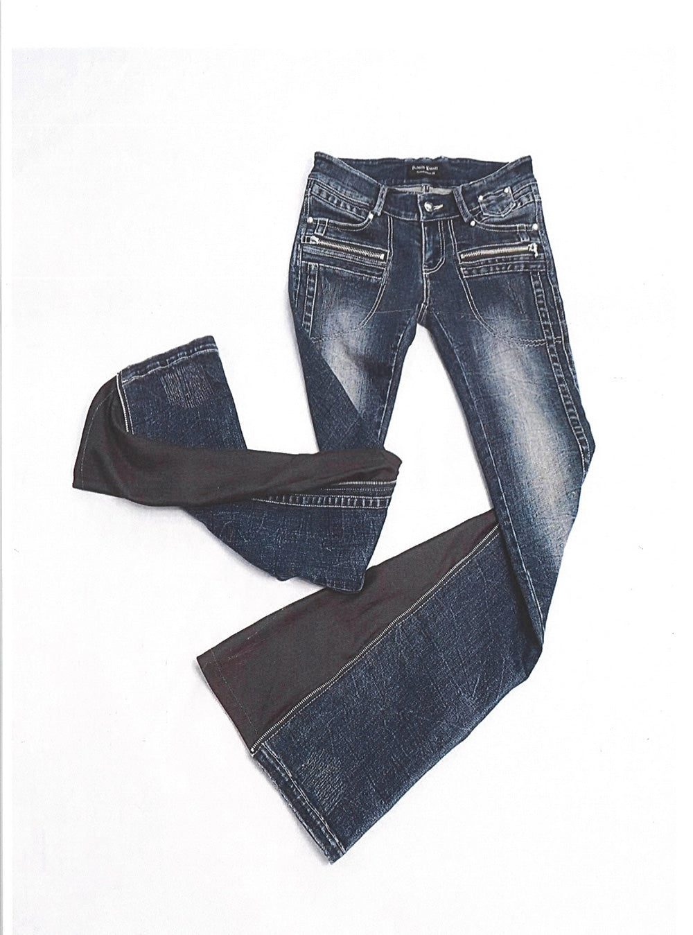 Deep Blue Multi-Zip Stretch Slim Jeans