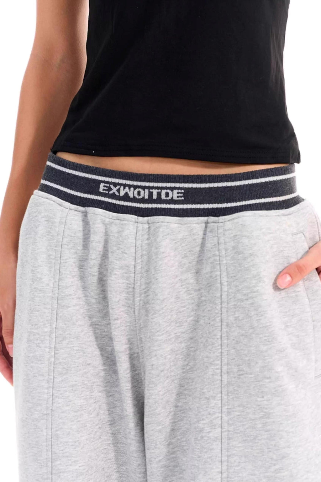 Contrast Ribbed Wide-Leg Pants