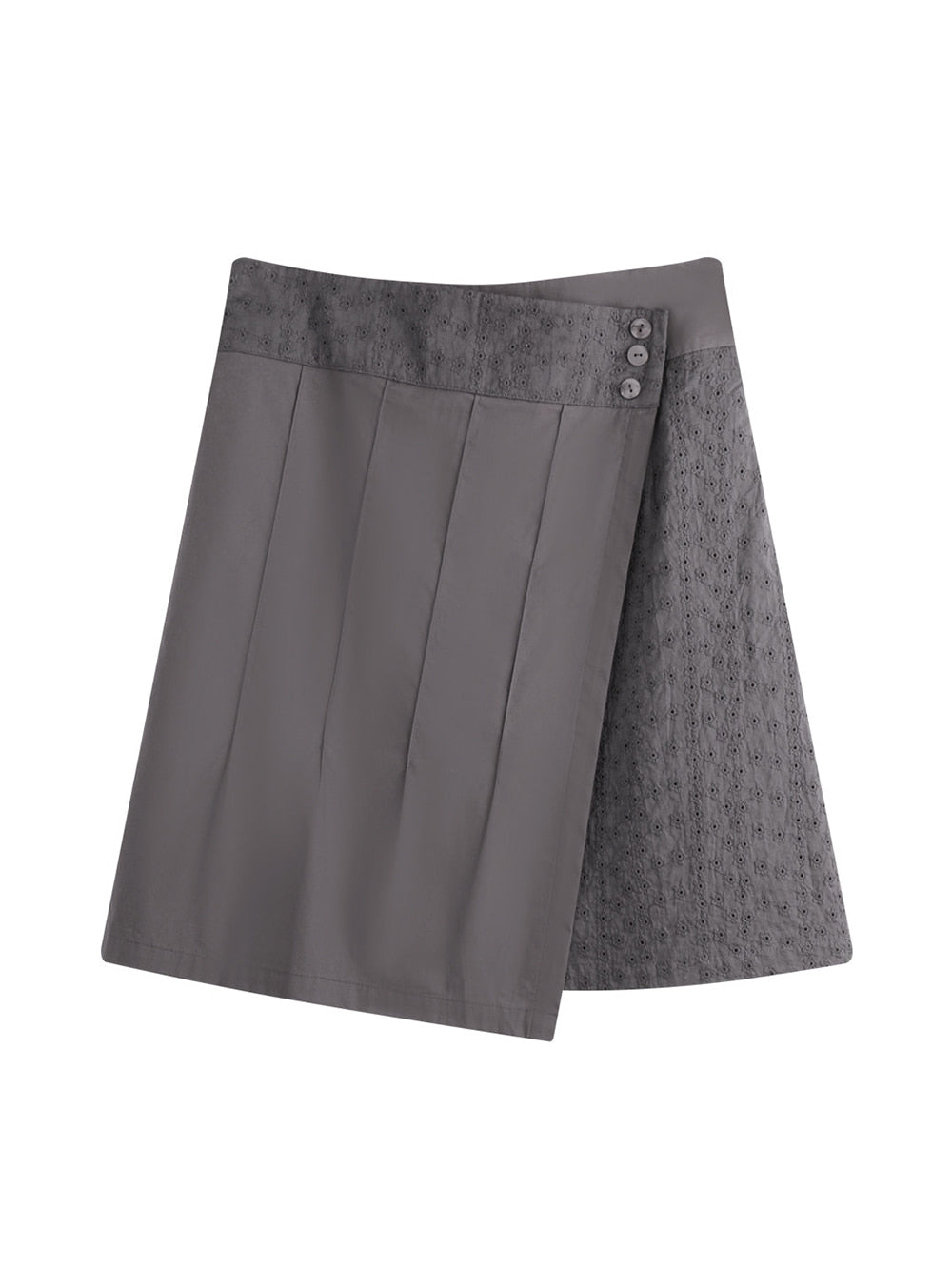 Embroidered Panel Pleated Skirt