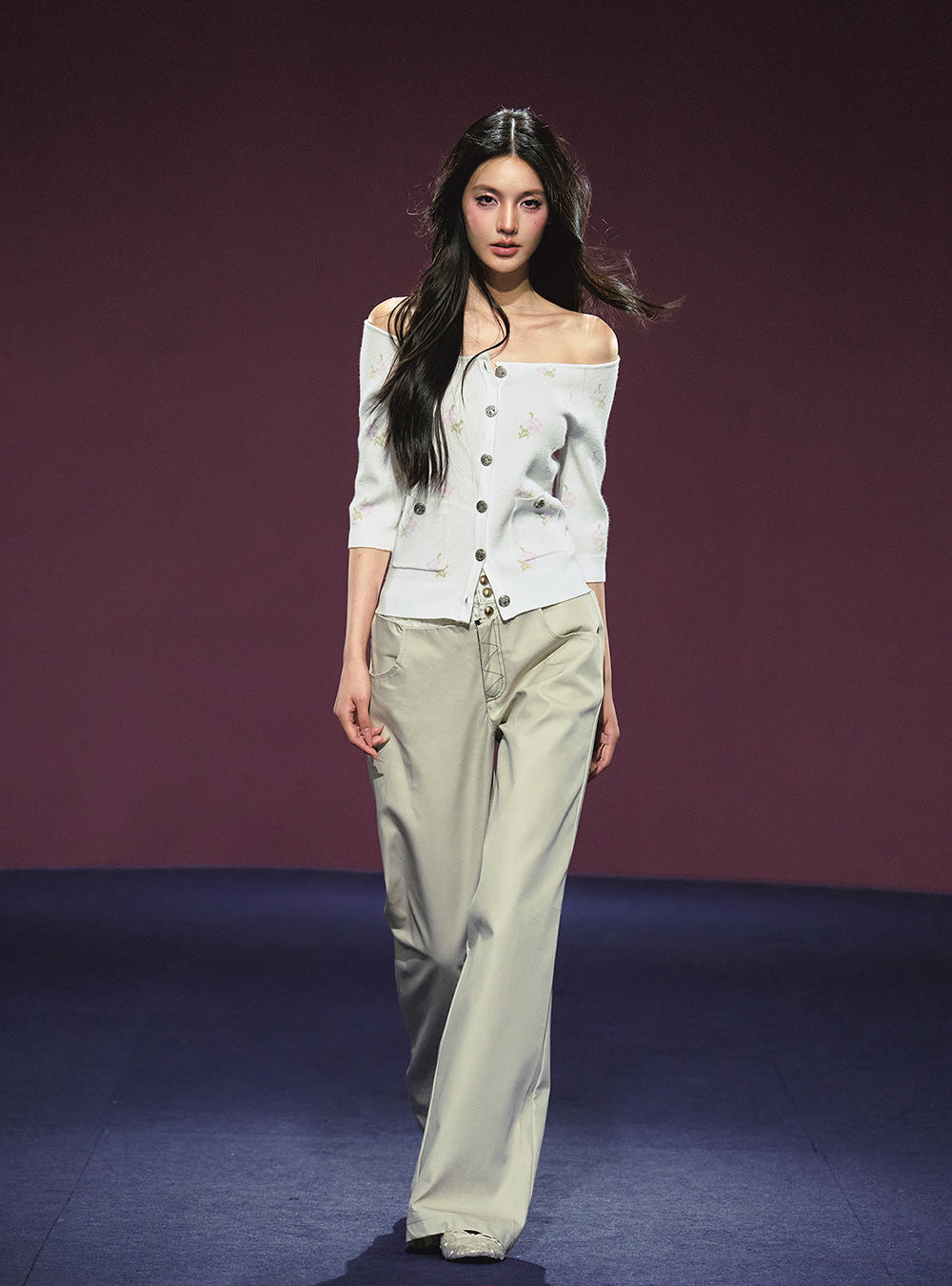 Patchwork Double Waist Straight Pants