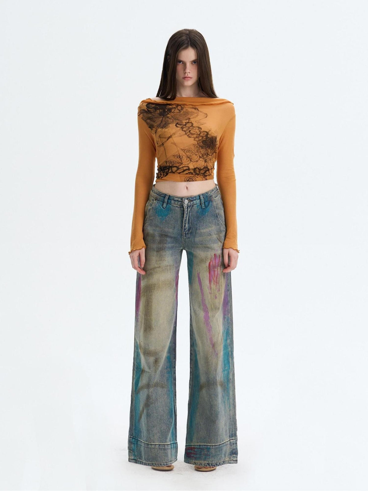 Washed Blue Button Fly Mid Rise Slight Stretch Sexy Straight Leg Jeans