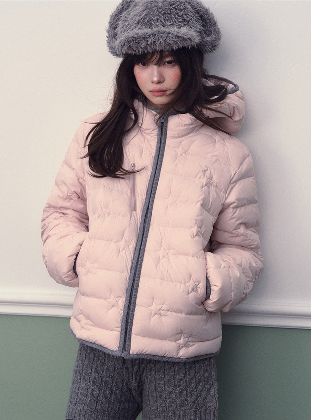 Star Hooded Light Down Jacket (2color)