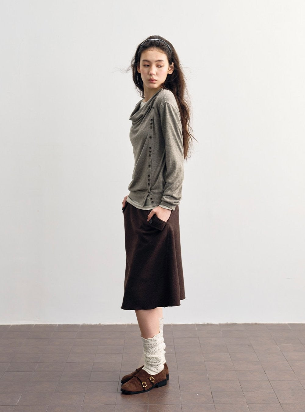 Asym Button Wrap Top