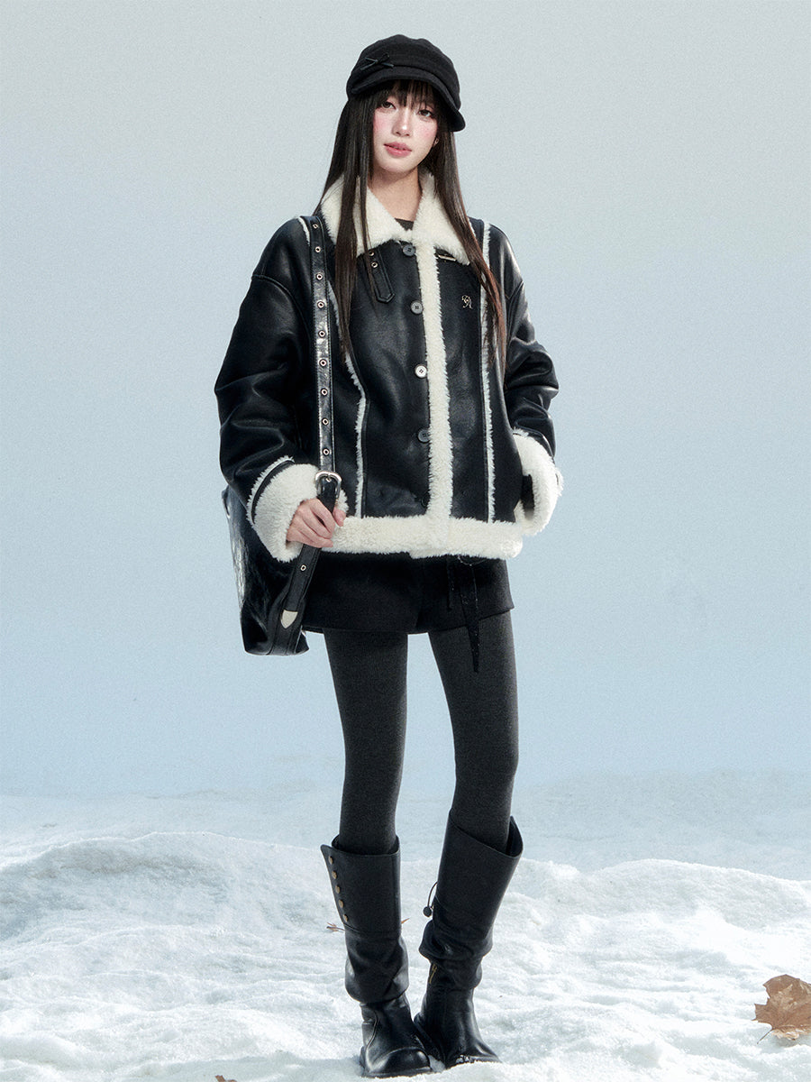 Soft Faux Leather Jacket With Faux Fur Details