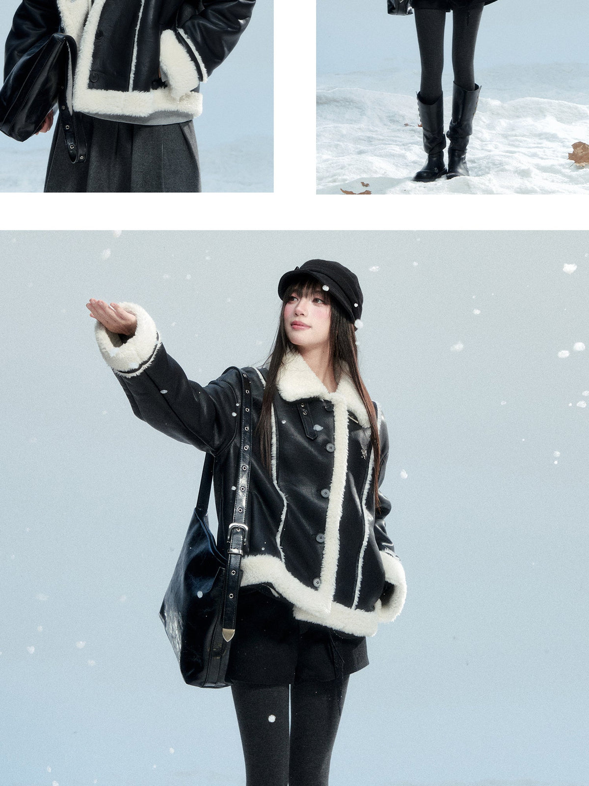 Soft Faux Leather Jacket With Faux Fur Details