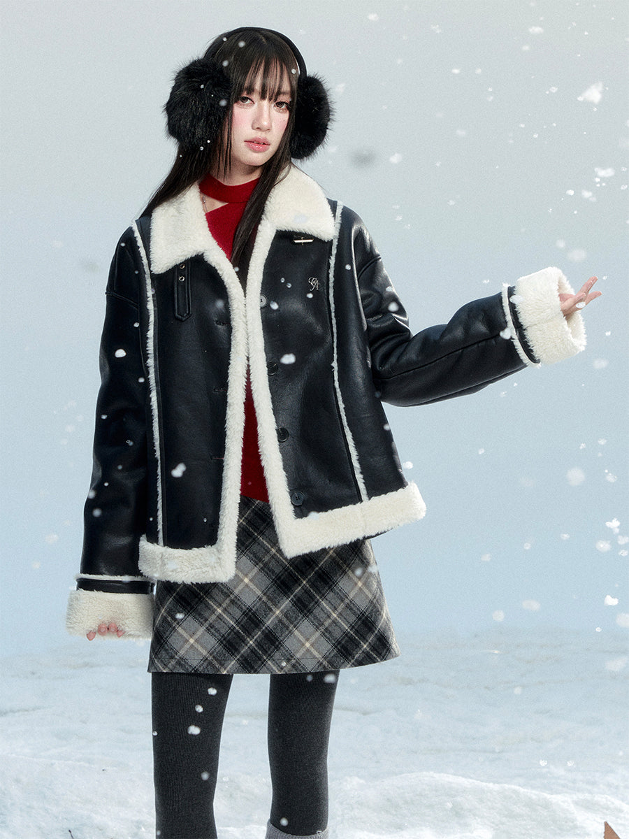 Soft Faux Leather Jacket With Faux Fur Details