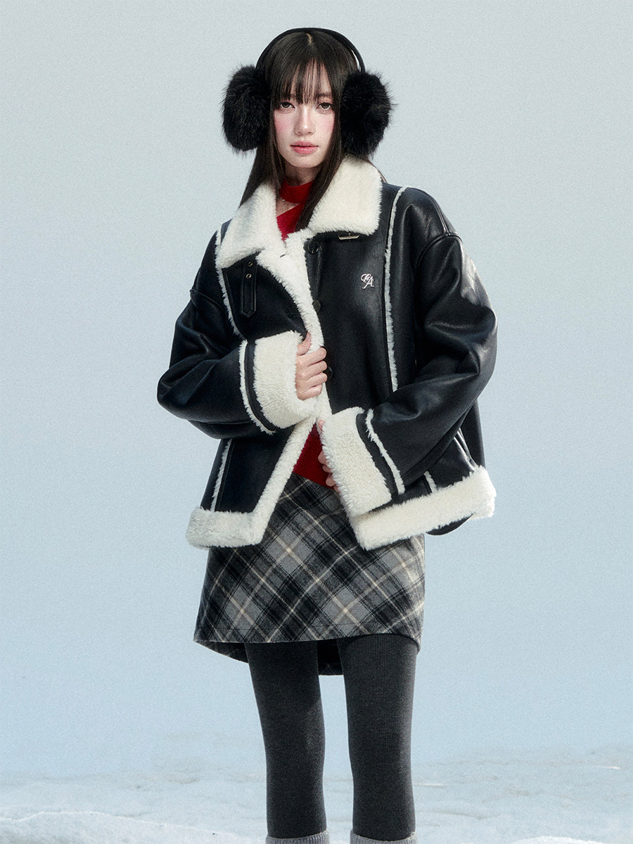 Soft Faux Leather Jacket With Faux Fur Details
