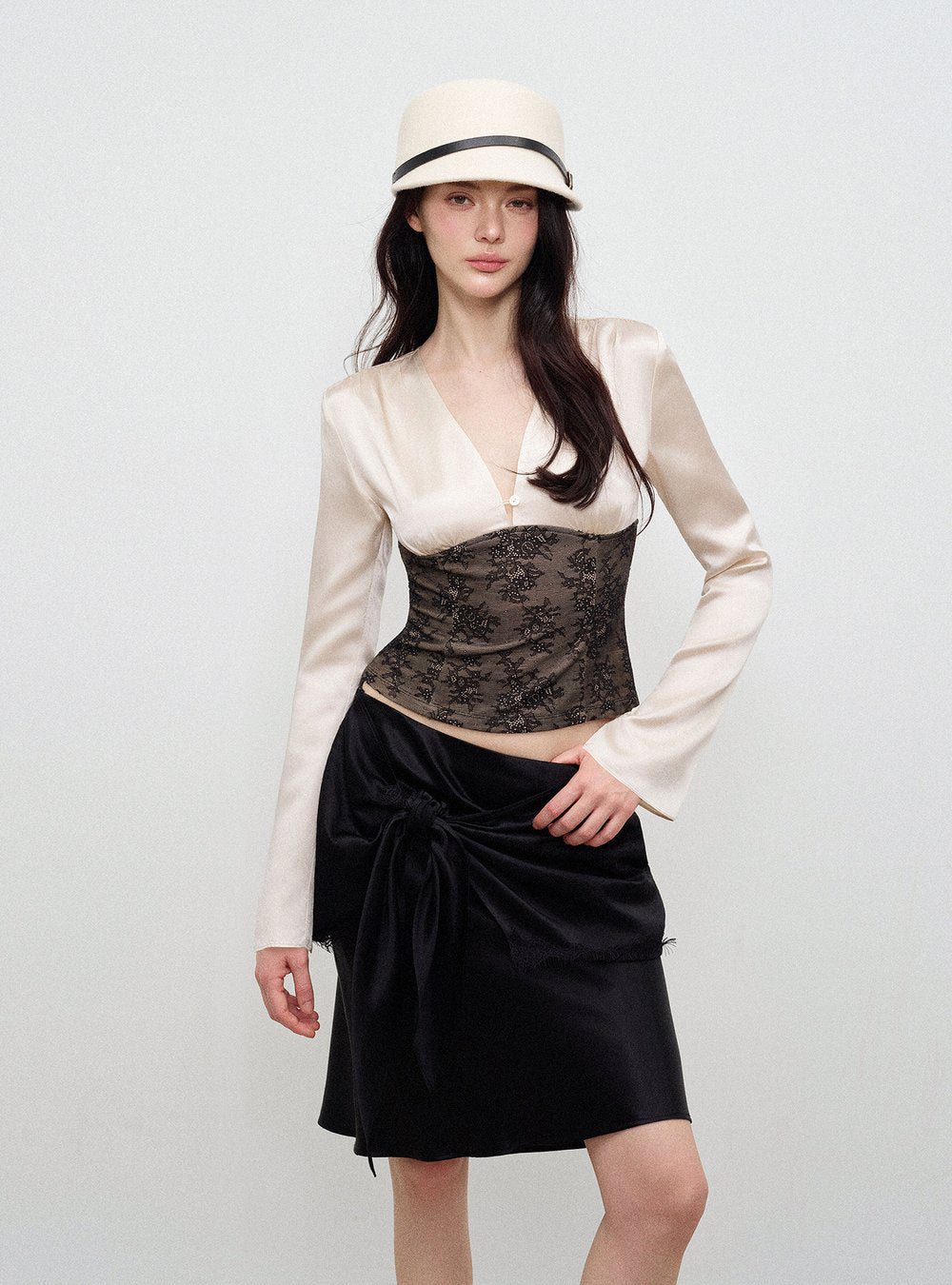 Acetate Lace V-Neck Blouse