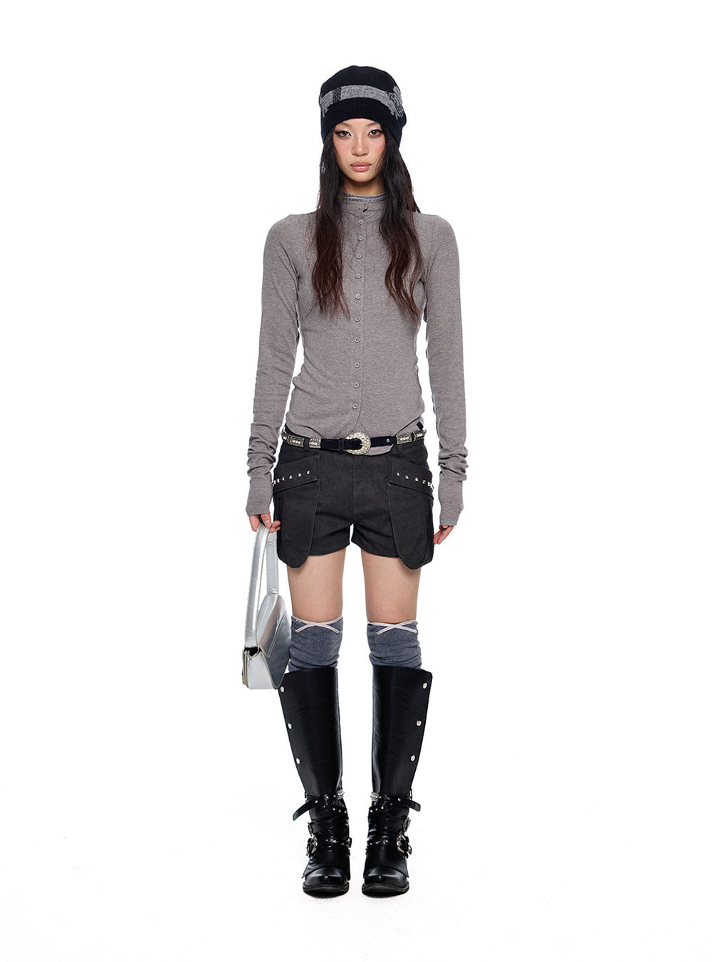 Stud Pocket Utility Mini Shorts