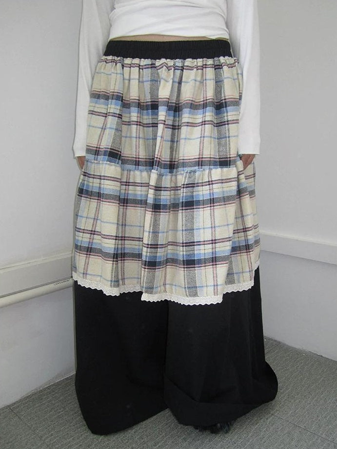 3months |  RETRO PLAID SPLICING PANTS【ID:TN00020】