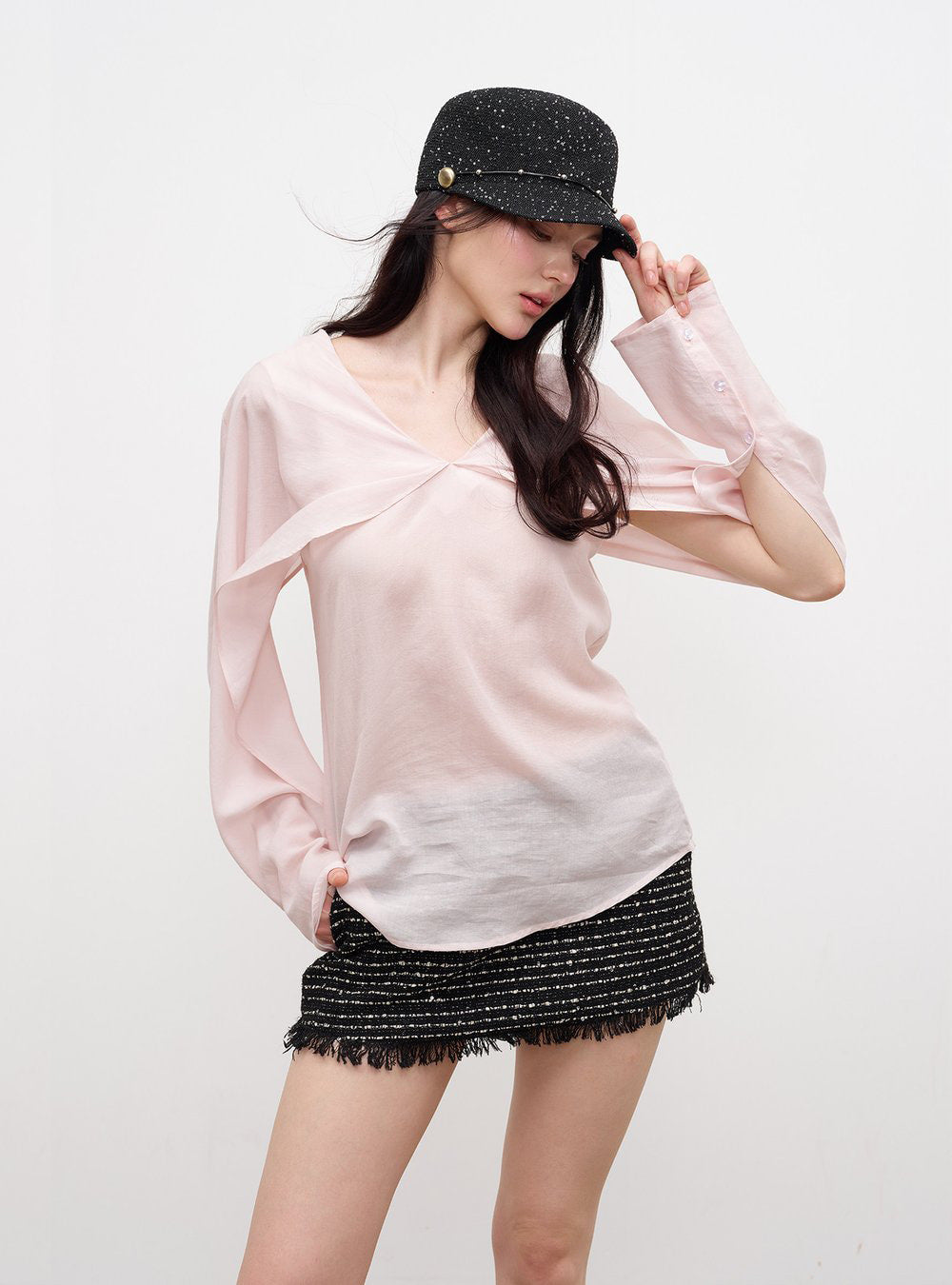 Blush Twist Drape Top